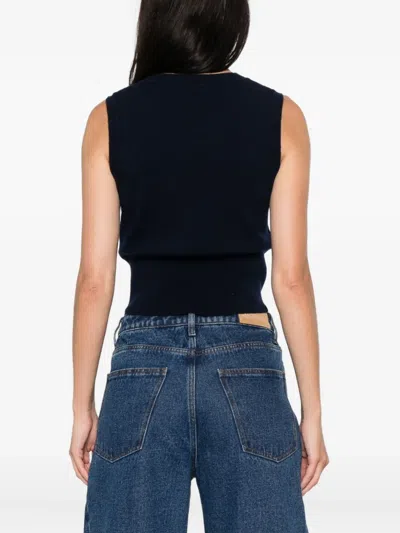 Sandro Button-detail Top In Blue