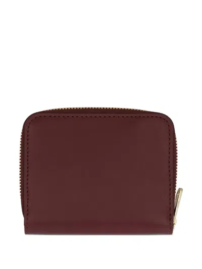 Apc Zip Leather Wallet In Red