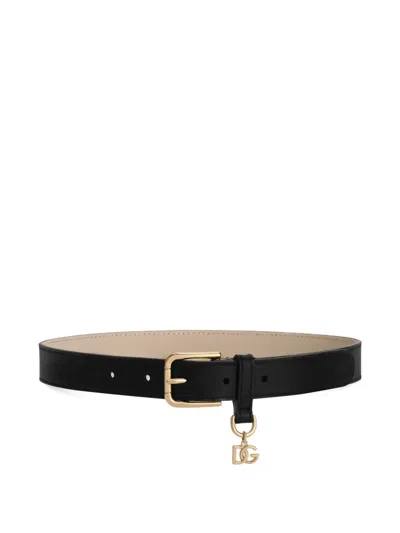 Dolce & Gabbana Charm-detail Buckle Belt In Black