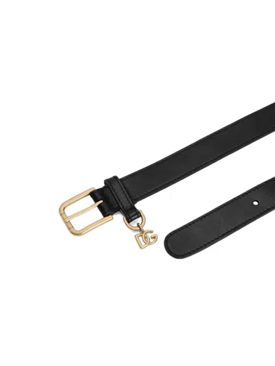 Dolce & Gabbana Charm-detail Buckle Belt In Black