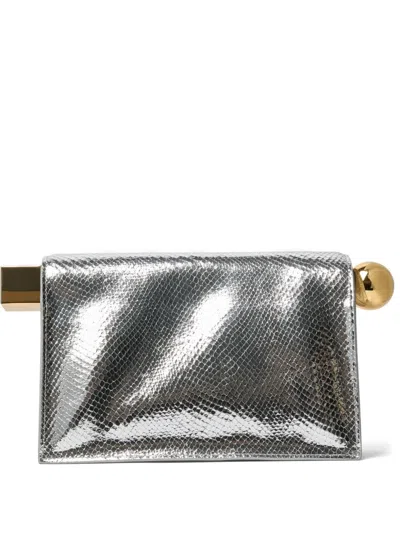 Jacquemus La Rond Carré Clutch Bag In Silver