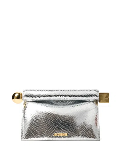 Jacquemus La Rond Carré Clutch Bag In Silver