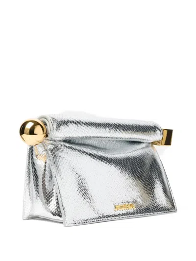 Jacquemus La Rond Carré Clutch Bag In Silver