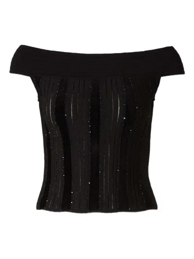 Balmain Ribbed-knit Top In Black