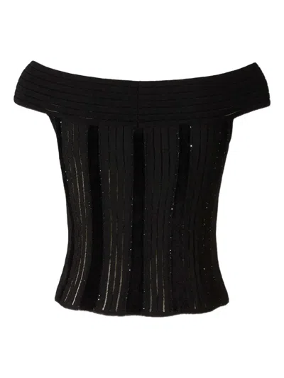 Balmain Ribbed-knit Top In Black