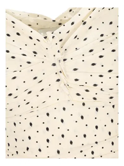 Isabel Marant Giovana Polka-dot Puff-sleeve Midi Dress In Neutral