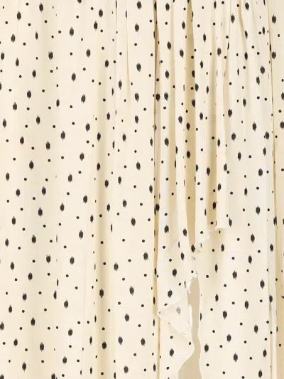 Isabel Marant Giovana Polka-dot Puff-sleeve Midi Dress In Neutral