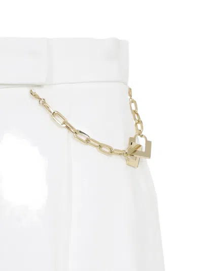 Elisabetta Franchi Tailored Shorts With Metallic-chain In Neutral