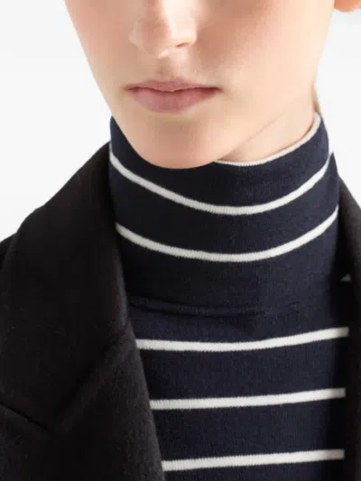 Prada Stripe Wool Sweater In Black