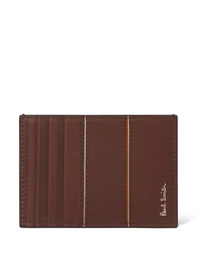Paul Smith Panel Leather Cardholder In Brown
