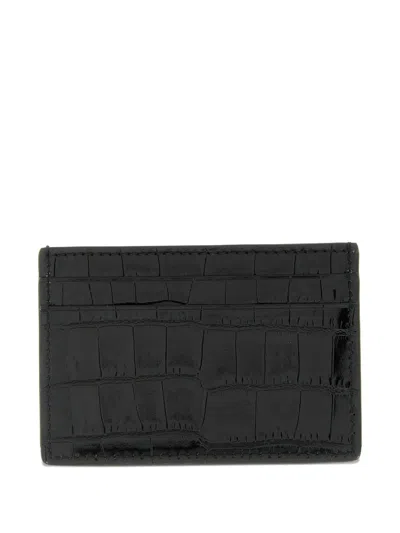 Tom Ford Crocodile-print Leather Card Holder In Black