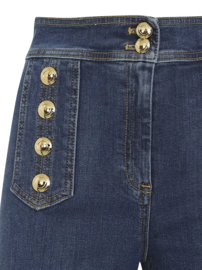 Elisabetta Franchi Blue Denim Cotton Jeans With Buttons In Blue