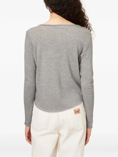 American Vintage Long-sleeve V-neck T-shirt In Gray