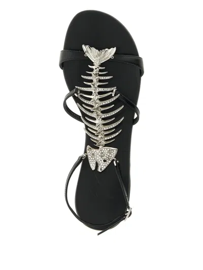 Giuseppe Zanotti Sandals Slim Style Embellished Metallic Detail In Black