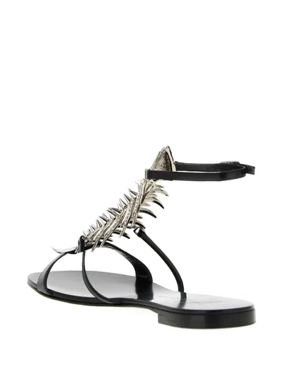Giuseppe Zanotti Sandals Slim Style Embellished Metallic Detail In Black