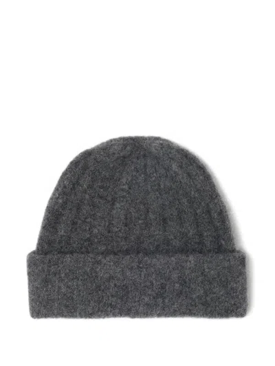 American Vintage Vitow Ribbed-knit Beanie Hat In Gray