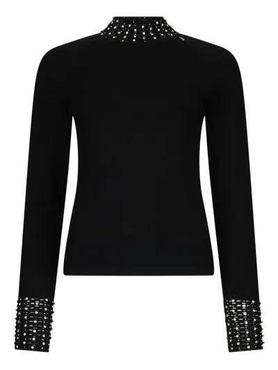 Liu •jo Cut-out Jewel Sweater In Black
