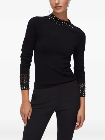 Liu •jo Cut-out Jewel Sweater In Black