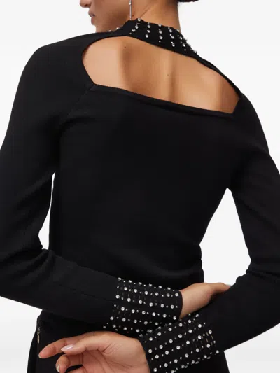 Liu •jo Cut-out Jewel Sweater In Black