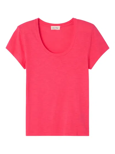 American Vintage Short-sleeve U-neck T-shirt In Pink