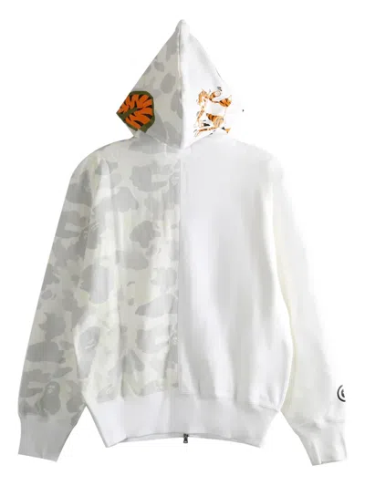 A Bathing Ape Tiger Camo Hooded Sweatshirt In White