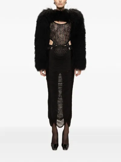 Nissa Lace Midi Dress In Black