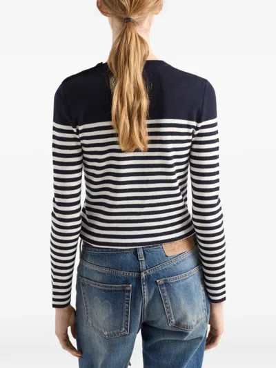 Prada Gestreifter Pullover Aus Wolle In Black
