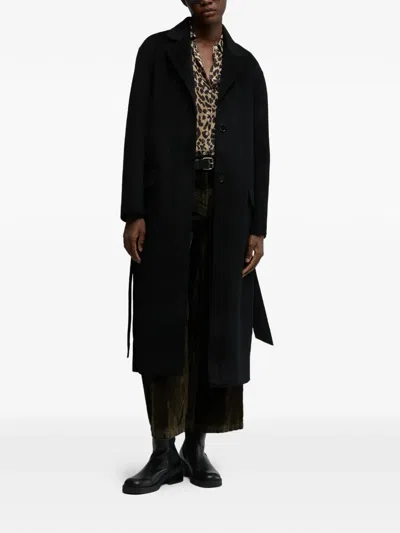 Aspesi Belted Wool Coat In Black