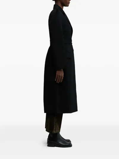 Aspesi Belted Wool Coat In Black