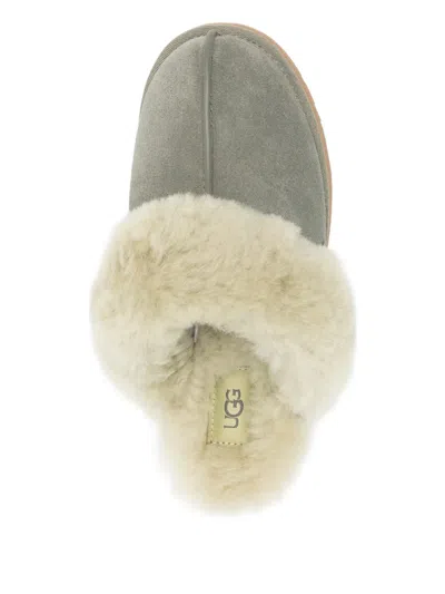 Ugg Disquette Platform Fur Slippers In Green