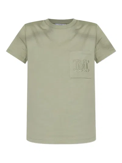 Max Mara Logo-embroidered T-shirt In Green