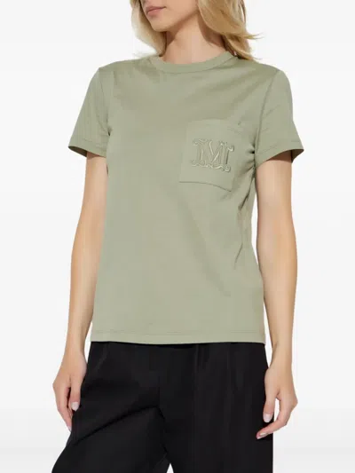 Max Mara Logo-embroidered T-shirt In Green