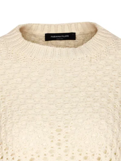 Fabiana Filippi Sequin-detail Crew-neck Sweater In White