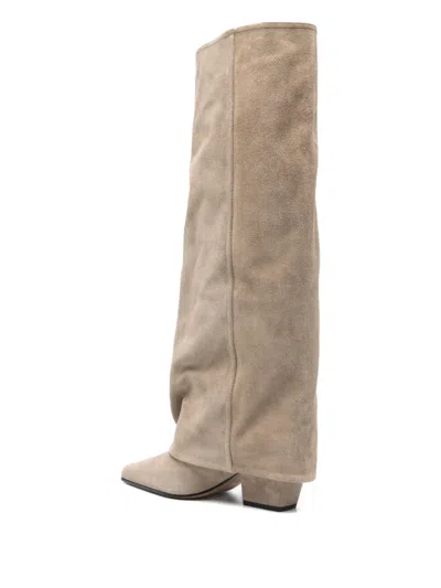 Paris Texas Pointed-toe Suede Boots In Neutral