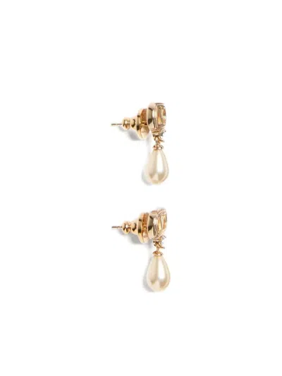 Valentino Swarovski Crystal-embellished Ovalette Logo Earrings In Gold