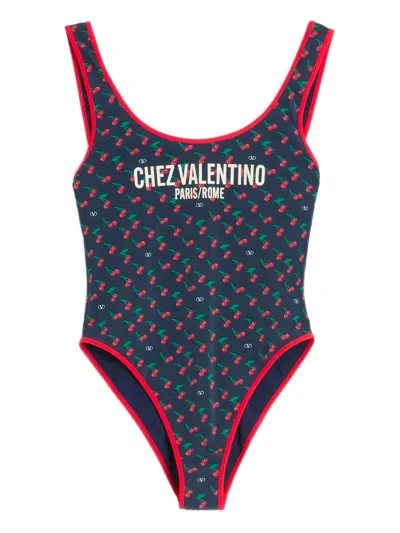 Valentino Garavani Lycra Swimsuit With Cherryfic Print In Multi