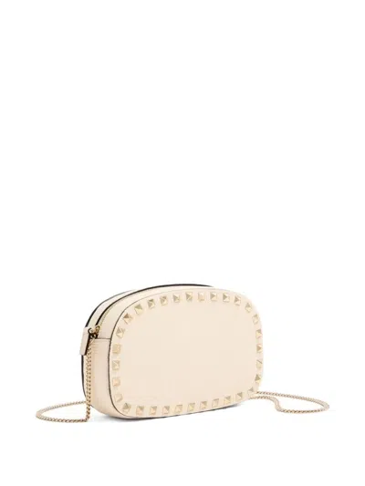 Valentino Garavani Rockstud Leather Crossbody Bag In Neutral
