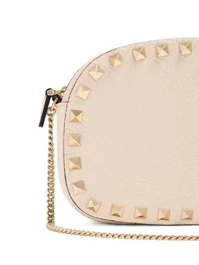 Valentino Garavani Rockstud Leather Crossbody Bag In Neutral