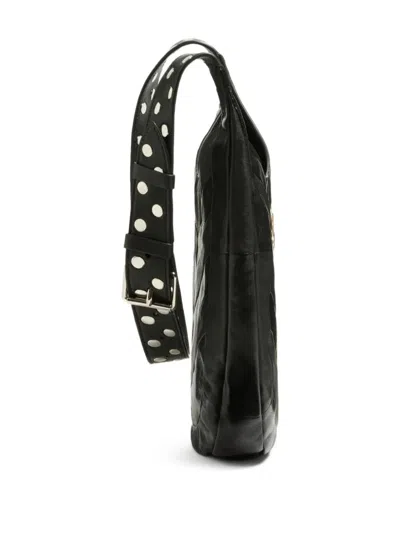 Valentino Garavani  Garavani Hoboho Small Hobo Bag In Chevron-patterned Nappa Leather Woman In Black