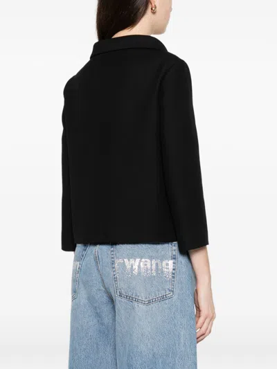 Valentino Button-detailed Embellished Wool And Silk-blend Crepe Jacket In Black