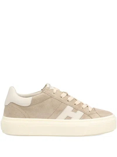 Hogan Crosswind Suede Sneakers In Neutral