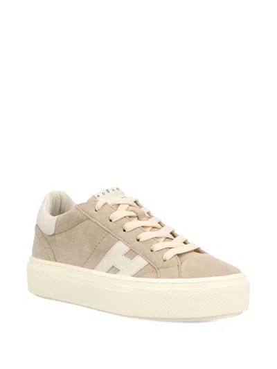Hogan Crosswind Suede Sneakers In Neutral