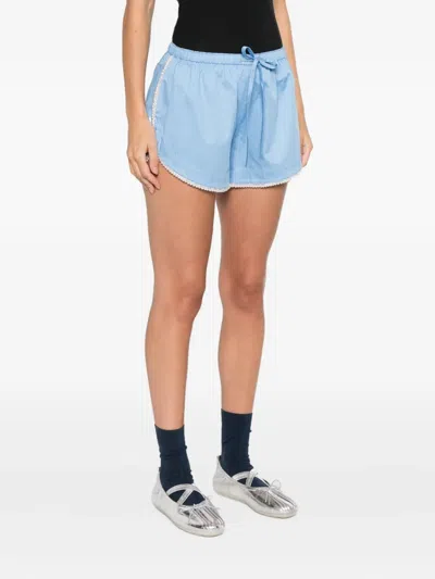 Sandro Beaded-trim Shorts In Blue