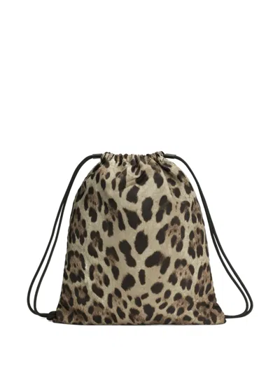 Dolce & Gabbana Leopard-print Logo Backpack In Multi