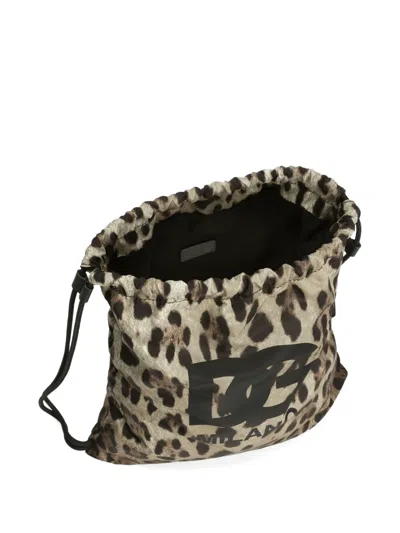 Dolce & Gabbana Leopard-print Logo Backpack In Multi