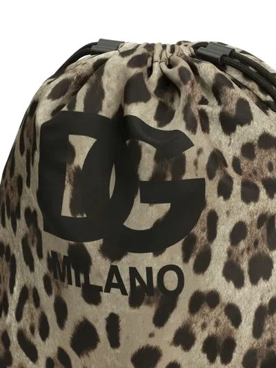 Dolce & Gabbana Leopard-print Logo Backpack In Multi