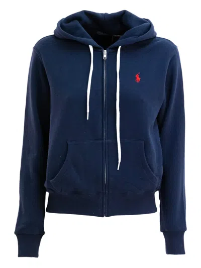 Polo Ralph Lauren Zip-up Hoodie In Blue