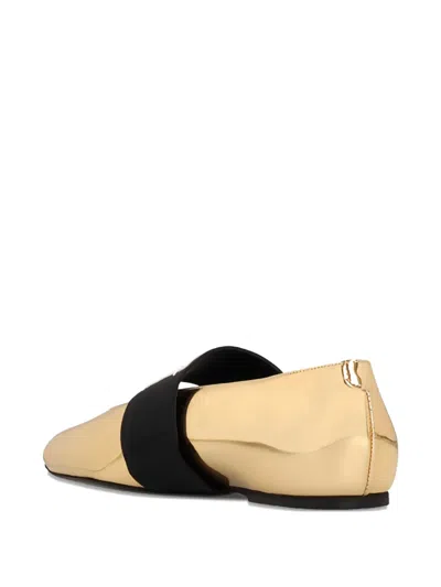 Givenchy Sliced Square Ballerinas In Mirror Effect Leather In Gold