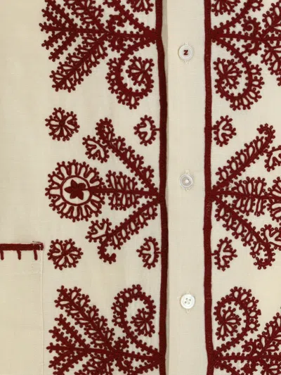Baziszt Cream Hemp Pattern Shirt In Metallic
