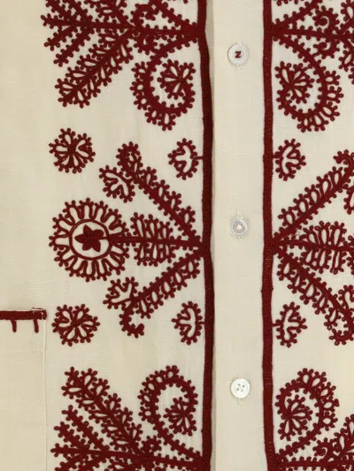 Baziszt Cream Hemp Pattern Shirt In Metallic
